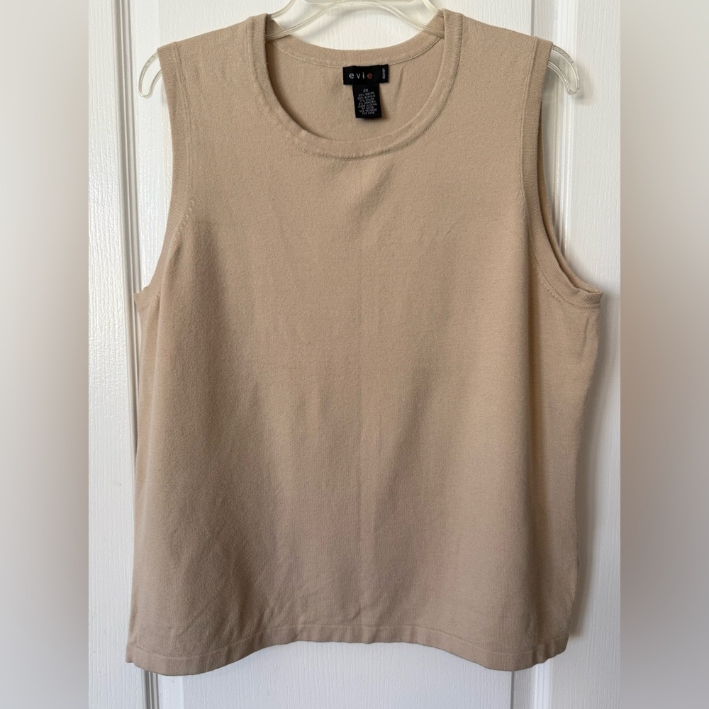 Evie Woman Tan Sleeveless Knit Tank Top 2X               🎉 2 For $20 🎉